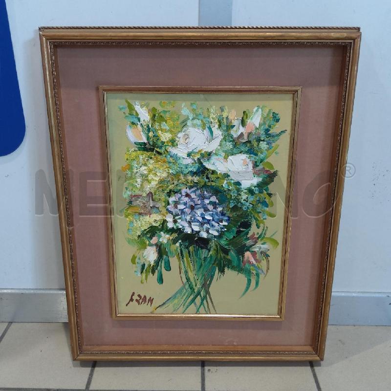 QUADRO FRANCESCO ZAN MAZZO FIORI ROSE E VIOLE | Mercatino dell'Usato San maurizio canavese 1