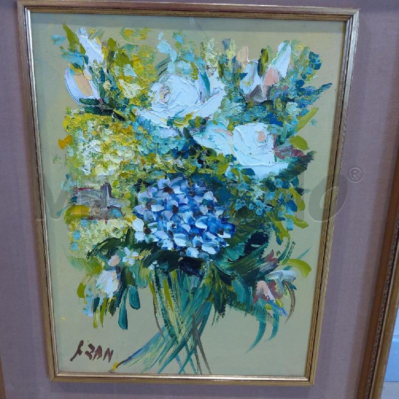 QUADRO FRANCESCO ZAN MAZZO FIORI ROSE E VIOLE | Mercatino dell'Usato San maurizio canavese 2