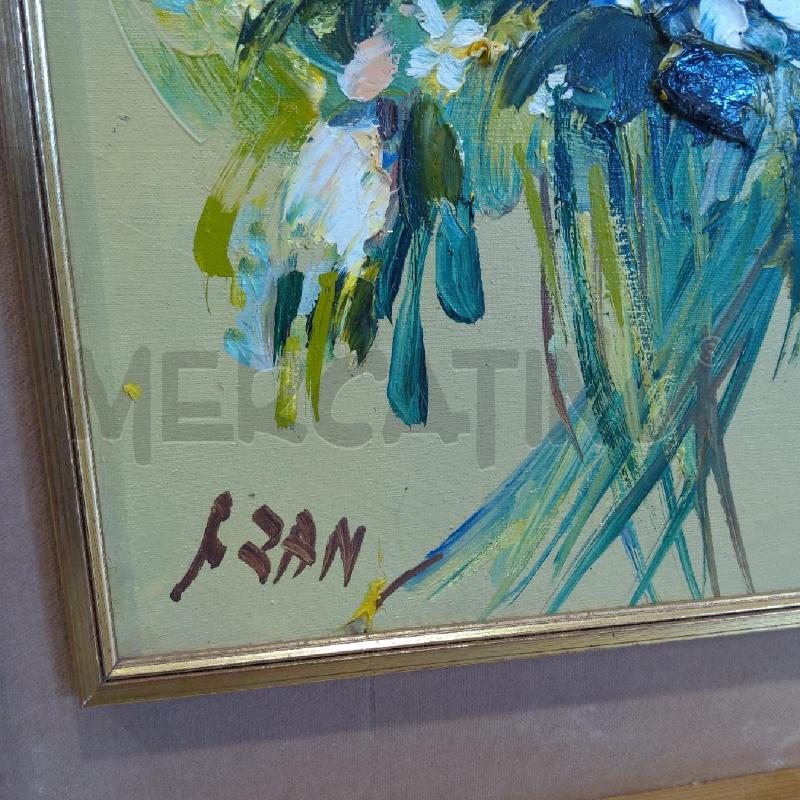 QUADRO FRANCESCO ZAN MAZZO FIORI ROSE E VIOLE | Mercatino dell'Usato San maurizio canavese 3