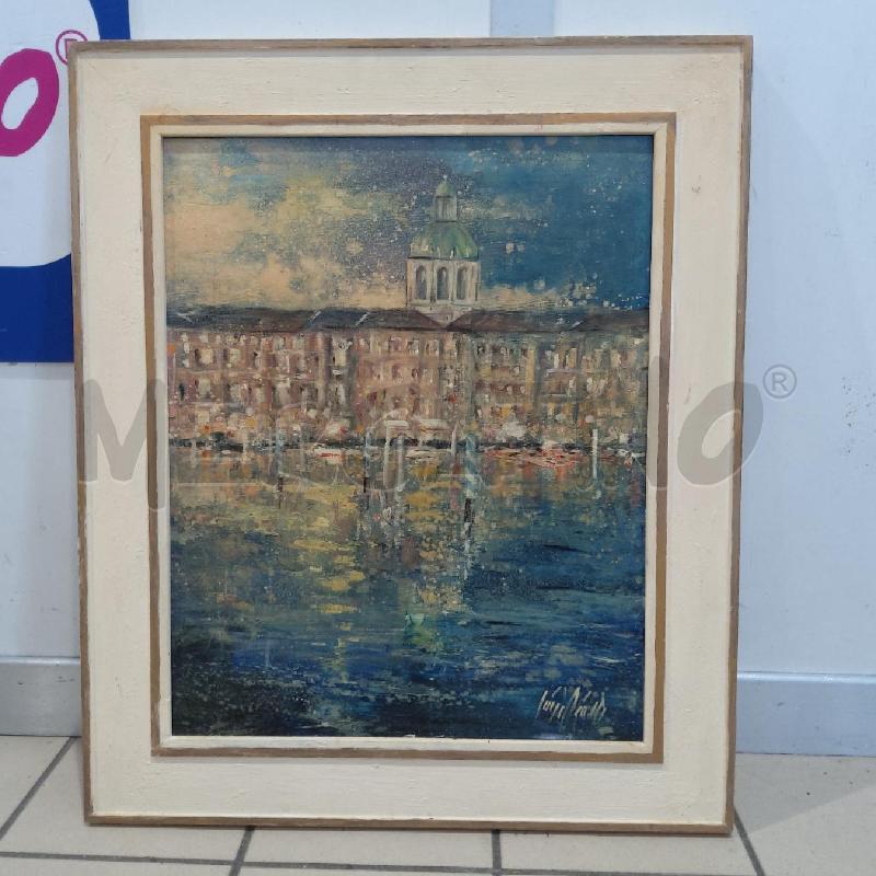 QUADRO LAGO DI COMO LA RIVA IN NOTTURNA 40X50 | Mercatino dell'Usato San maurizio canavese 1