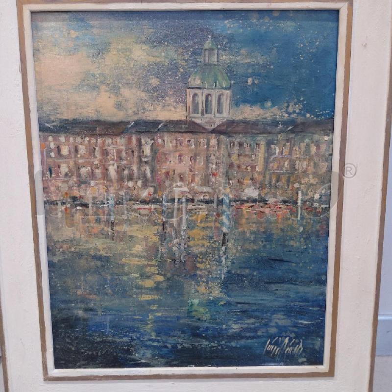 QUADRO LAGO DI COMO LA RIVA IN NOTTURNA 40X50 | Mercatino dell'Usato San maurizio canavese 2