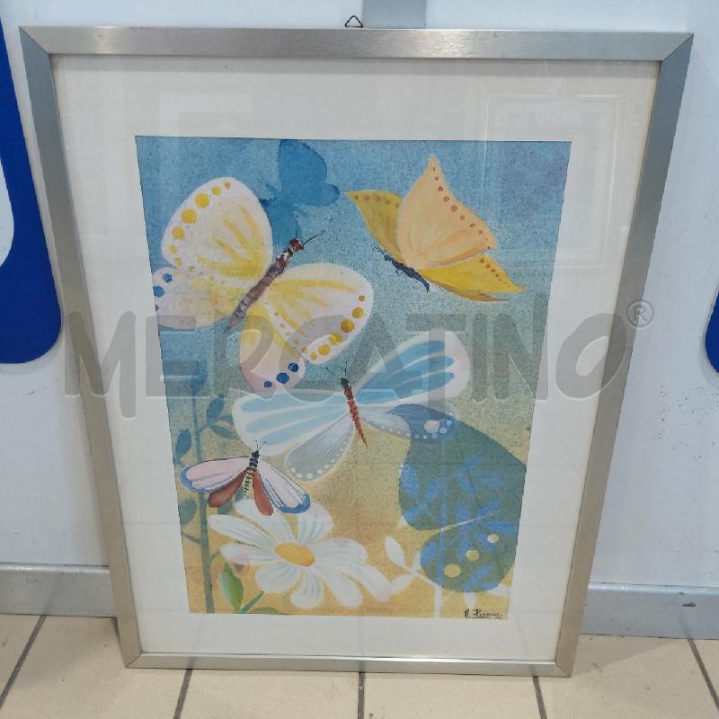 QUADRO MICHELE PECORARA ACQUARELLO FARFALLE  | Mercatino dell'Usato San maurizio canavese 1