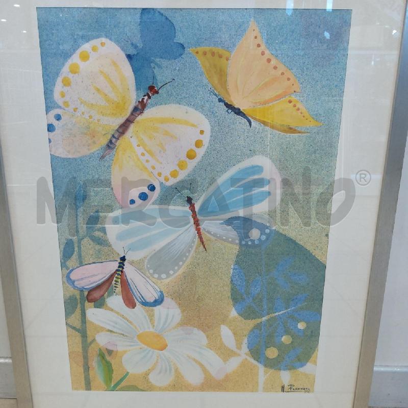 QUADRO MICHELE PECORARA ACQUARELLO FARFALLE  | Mercatino dell'Usato San maurizio canavese 2