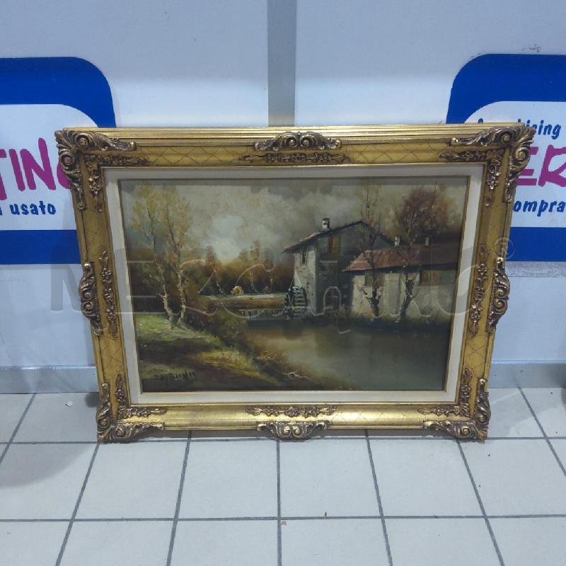 QUADRO MULINO SUL FIUME CORNICE DORATA LAVORATA | Mercatino dell'Usato San maurizio canavese 1