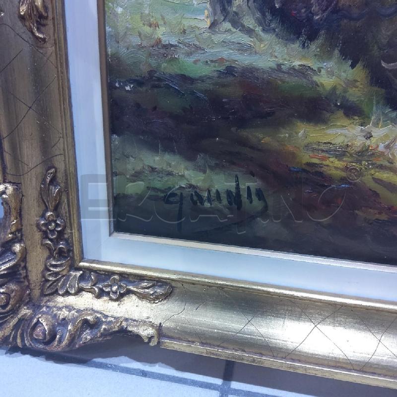 QUADRO MULINO SUL FIUME CORNICE DORATA LAVORATA | Mercatino dell'Usato San maurizio canavese 3