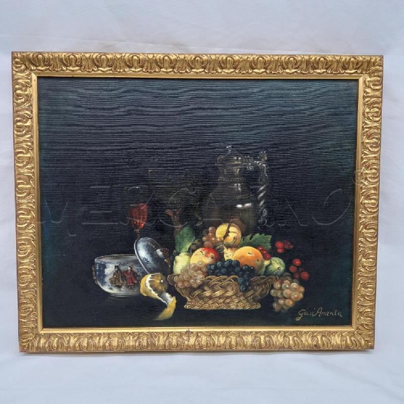 QUADRO NATURA MORTA FRUTTA BROCC ACORNICE DORATA | Mercatino dell'Usato San maurizio canavese 1