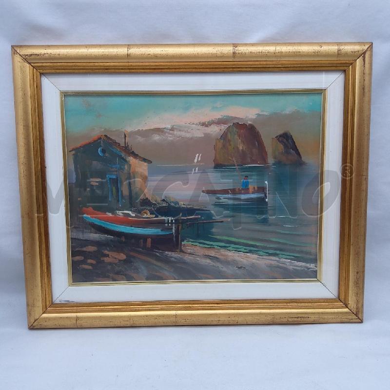 QUADRO OLIO CORN DORATA BARCHE A RIVA | Mercatino dell'Usato San maurizio canavese 1