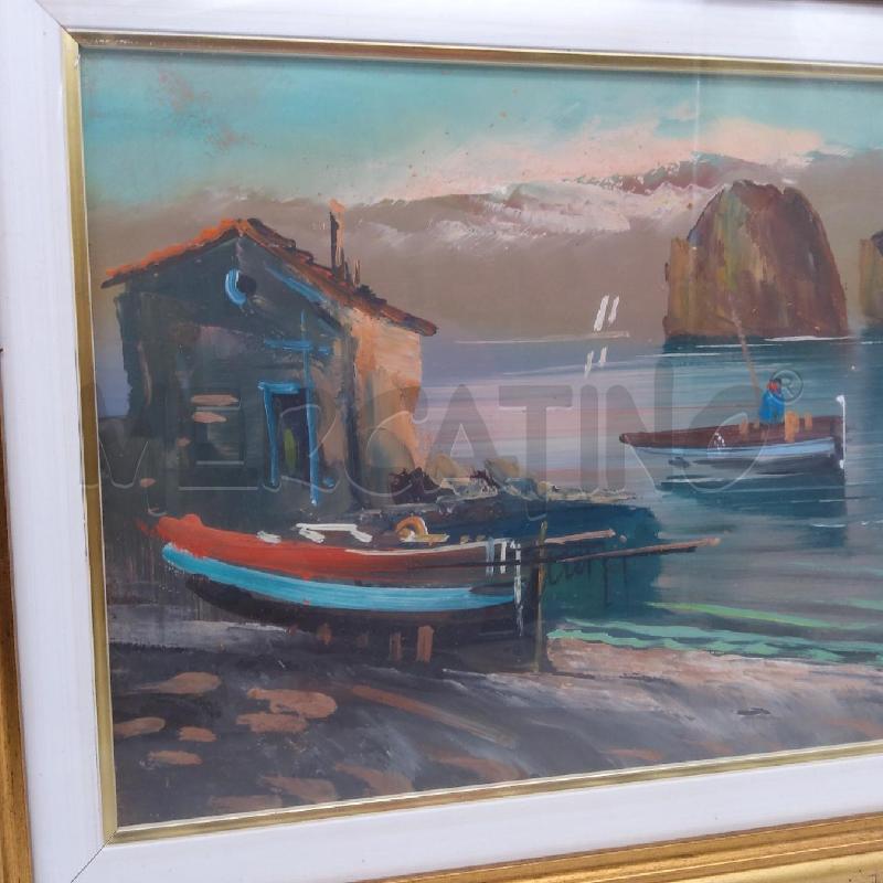QUADRO OLIO CORN DORATA BARCHE A RIVA | Mercatino dell'Usato San maurizio canavese 2