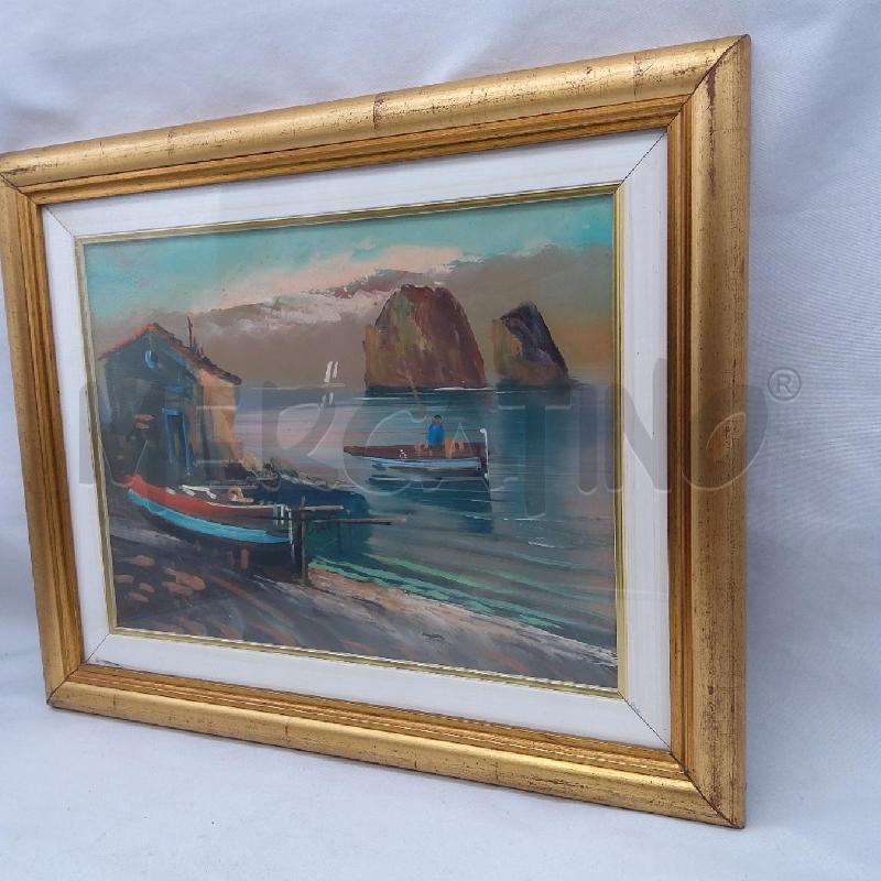 QUADRO OLIO CORN DORATA BARCHE A RIVA | Mercatino dell'Usato San maurizio canavese 3