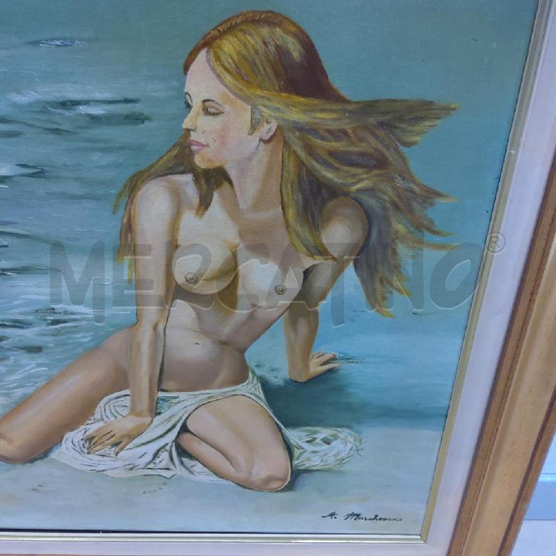 QUADRO OLIO MARCHESANO 60 X 50 NUDO DONNA SPIAGGIA | Mercatino dell'Usato San maurizio canavese 2
