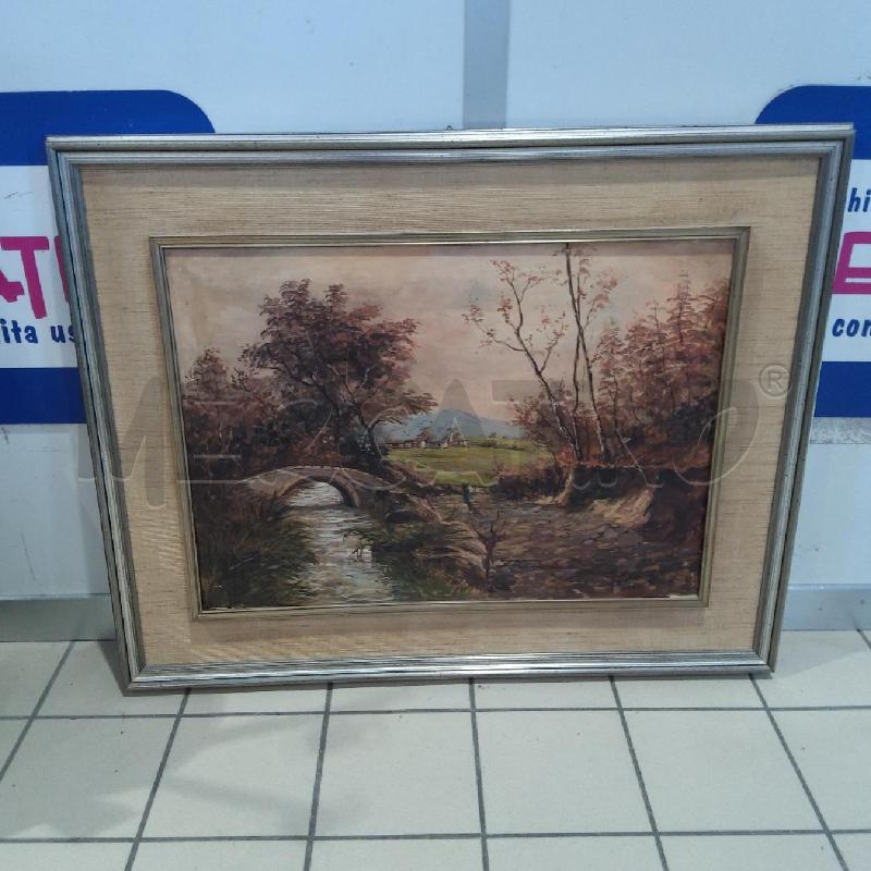 QUADRO OLIO PAESAGGIO CAMPESTRE PONTE  | Mercatino dell'Usato San maurizio canavese 1