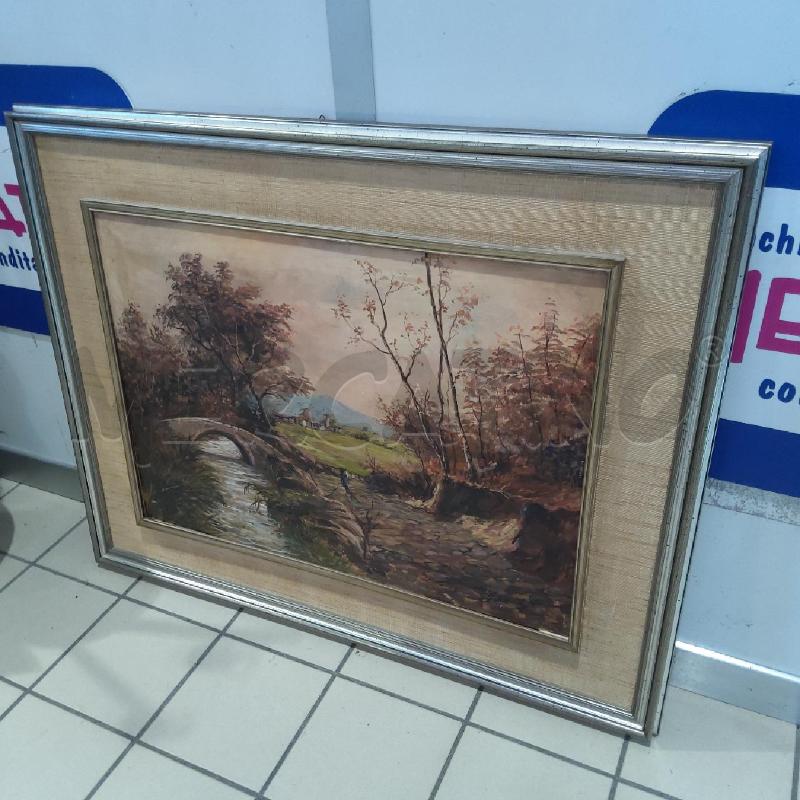 QUADRO OLIO PAESAGGIO CAMPESTRE PONTE  | Mercatino dell'Usato San maurizio canavese 4