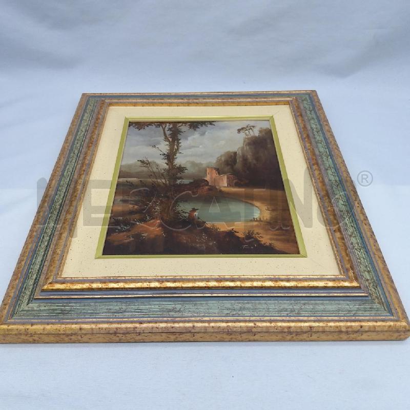 QUADRO OLIO SU TAVOLO CASOLARE E PESCATORE | Mercatino dell'Usato San maurizio canavese 5