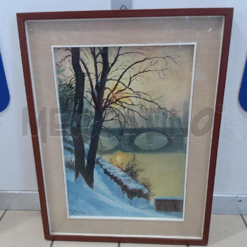 QUADRO OLIO SU TELA MURAZZI D'INVERNO MICHELE PECORARA 1970 | Mercatino dell'Usato San maurizio canavese 1