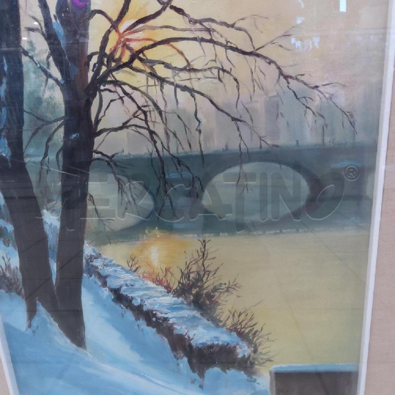 QUADRO OLIO SU TELA MURAZZI D'INVERNO MICHELE PECORARA 1970 | Mercatino dell'Usato San maurizio canavese 4