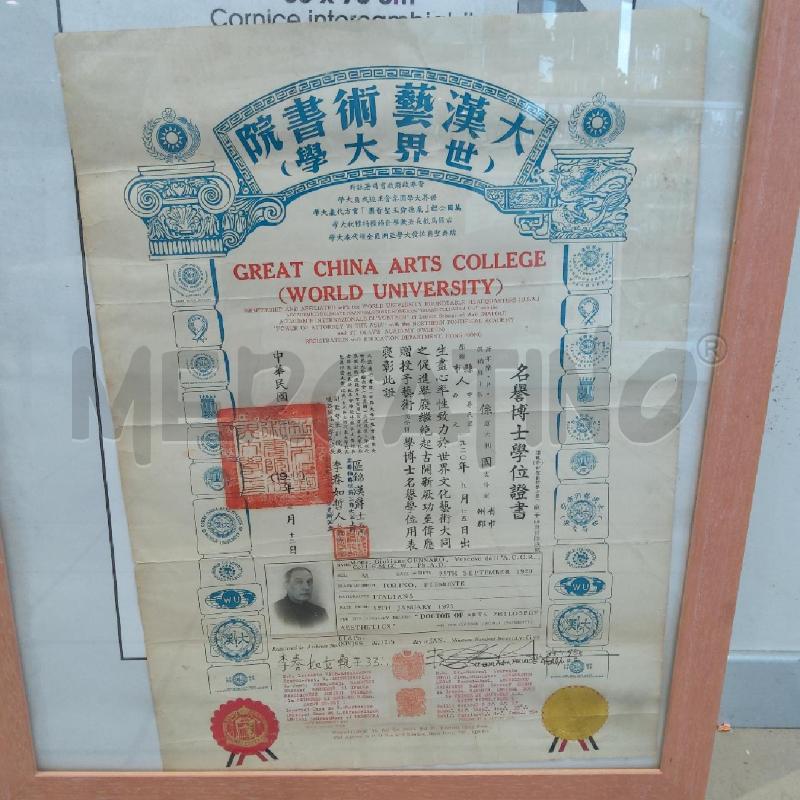 QUADRO ONOREFICENZA CINA MONSIGNOR GENNARO | Mercatino dell'Usato San maurizio canavese 2