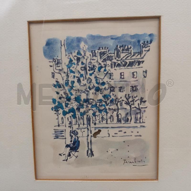 QUADRO ORFEO TAMBURI INCISIONE ACQUERELLATA DONNA PARCO | Mercatino dell'Usato San maurizio canavese 2