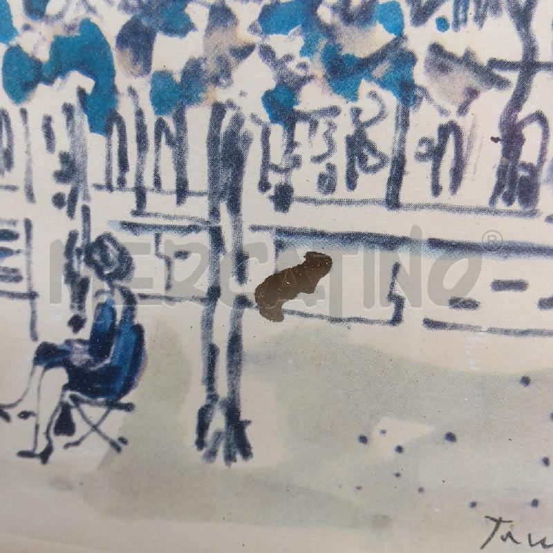 QUADRO ORFEO TAMBURI INCISIONE ACQUERELLATA DONNA PARCO | Mercatino dell'Usato San maurizio canavese 3