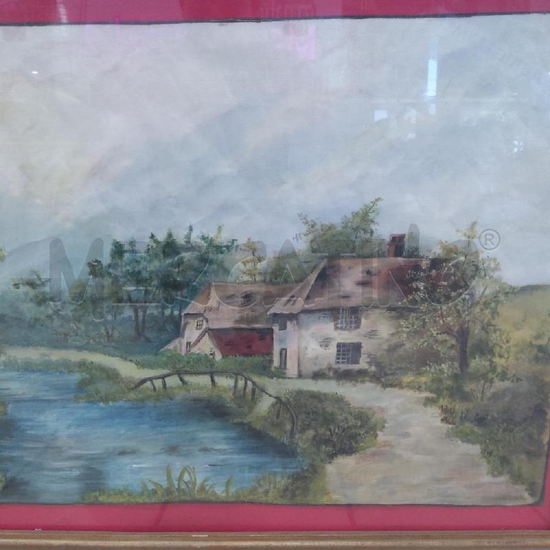 QUADRO PAESAGGIO CASA USL FIUME FONDO ROSSO | Mercatino dell'Usato San maurizio canavese 2
