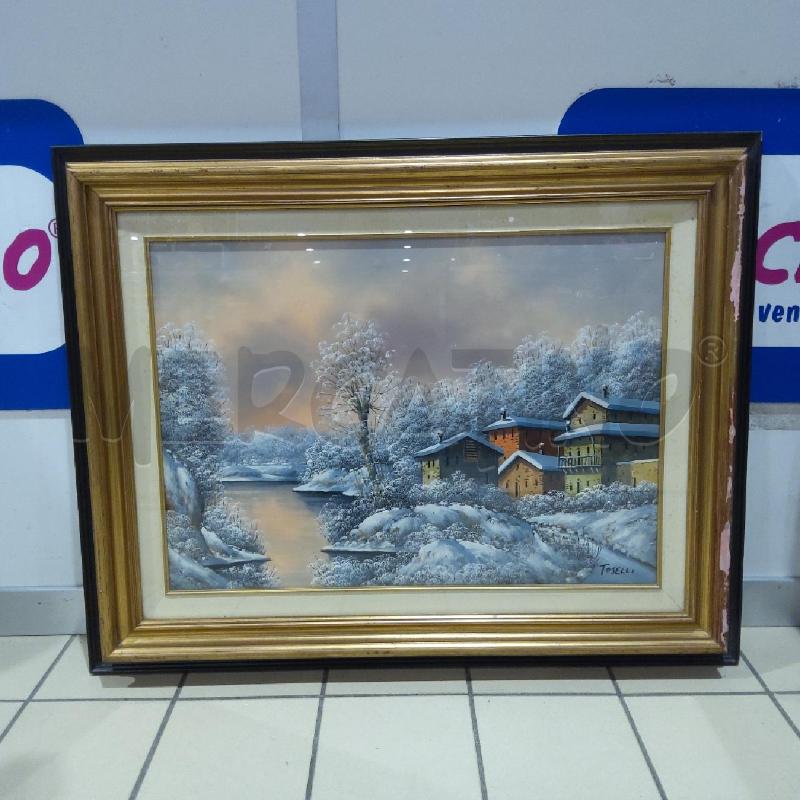 QUADRO PAESAGGIO CASE INNEVATA CORN DORATA | Mercatino dell'Usato San maurizio canavese 1