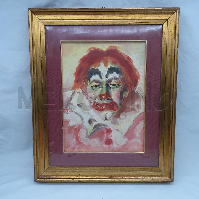 QUADRO PAGLIACCIO 61X51 PASSPARTOUT BORDEAUX | Mercatino dell'Usato San maurizio canavese 1