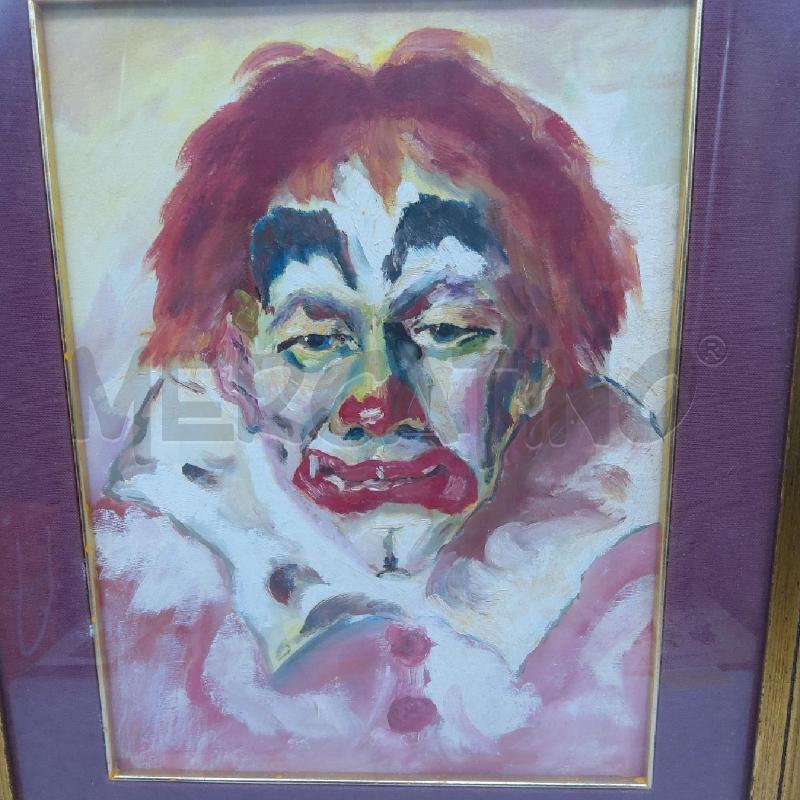QUADRO PAGLIACCIO 61X51 PASSPARTOUT BORDEAUX | Mercatino dell'Usato San maurizio canavese 2