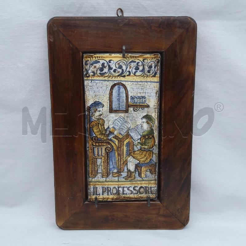 QUADRO PIASTRELLA IL PROFESSORE CORNICE LEGNO | Mercatino dell'Usato San maurizio canavese 1