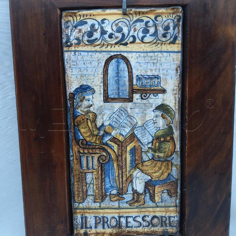 QUADRO PIASTRELLA IL PROFESSORE CORNICE LEGNO | Mercatino dell'Usato San maurizio canavese 2