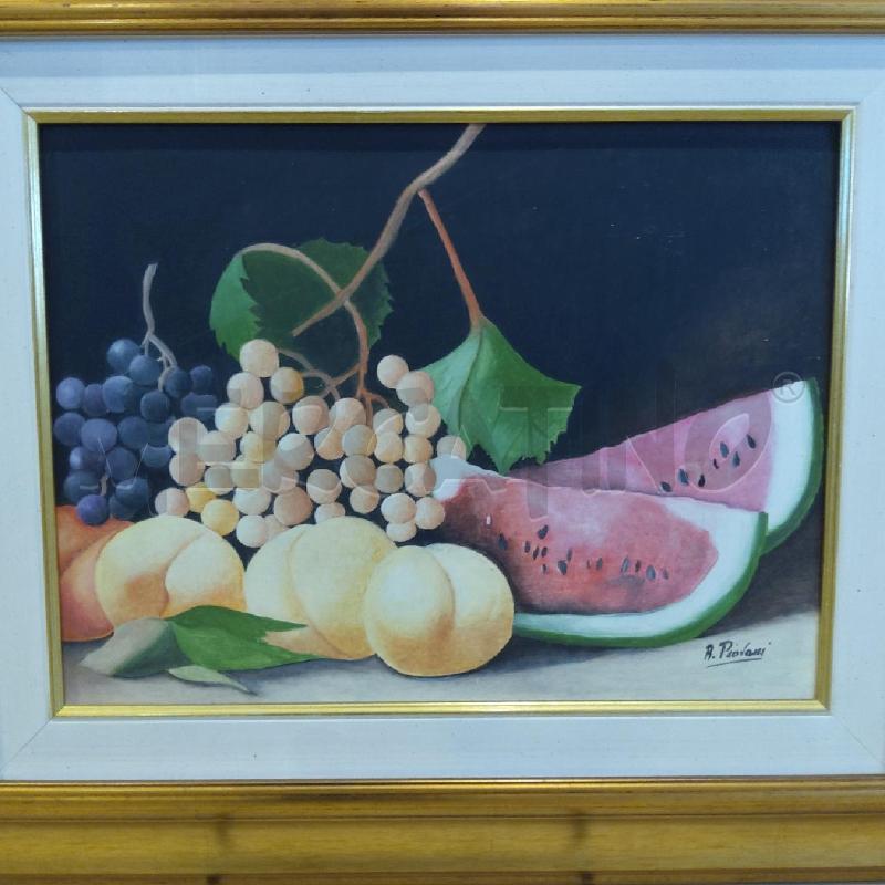QUADRO PIOVANI FRUTTA FONDO NERO CORNICE ORO  | Mercatino dell'Usato San maurizio canavese 4