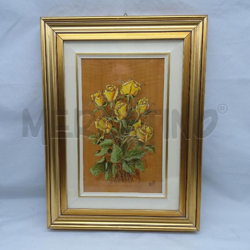 QUADRO QRILLI ROSE GIALLE CORNICE PASSPARTOUT | Mercatino dell'Usato San maurizio canavese 1