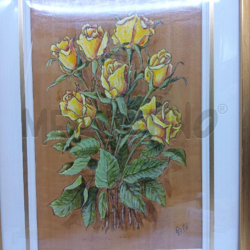 QUADRO QRILLI ROSE GIALLE CORNICE PASSPARTOUT | Mercatino dell'Usato San maurizio canavese 2