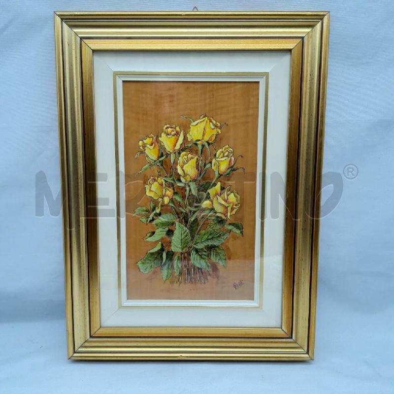 QUADRO QRILLI ROSE GIALLE CORNICE PASSPARTOUT | Mercatino dell'Usato San maurizio canavese 4