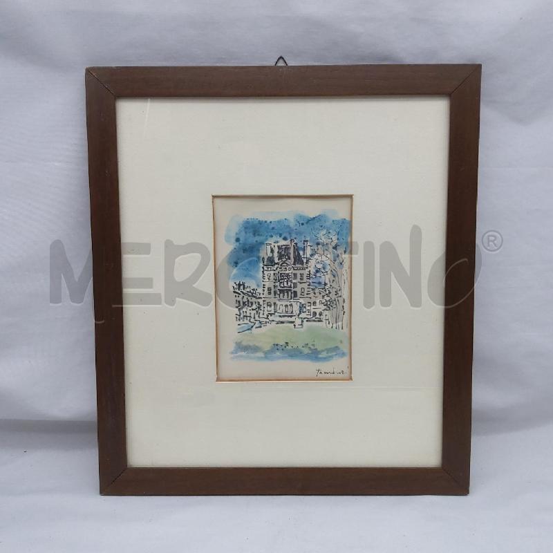 QUADRO QUADRO ORFEO TAMBURI INCISIONE ACQUERELLATA VILLA | Mercatino dell'Usato San maurizio canavese 1