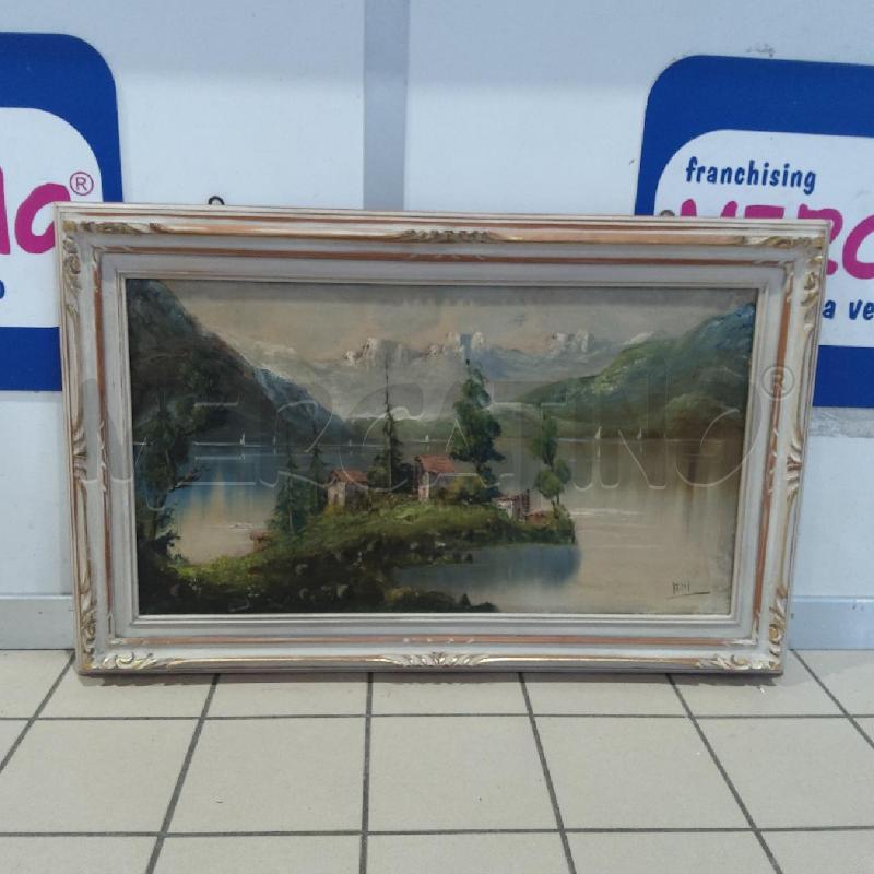 QUADRO RENI LAGO CON CASE SU LINGUA DI TERRA | Mercatino dell'Usato San maurizio canavese 1