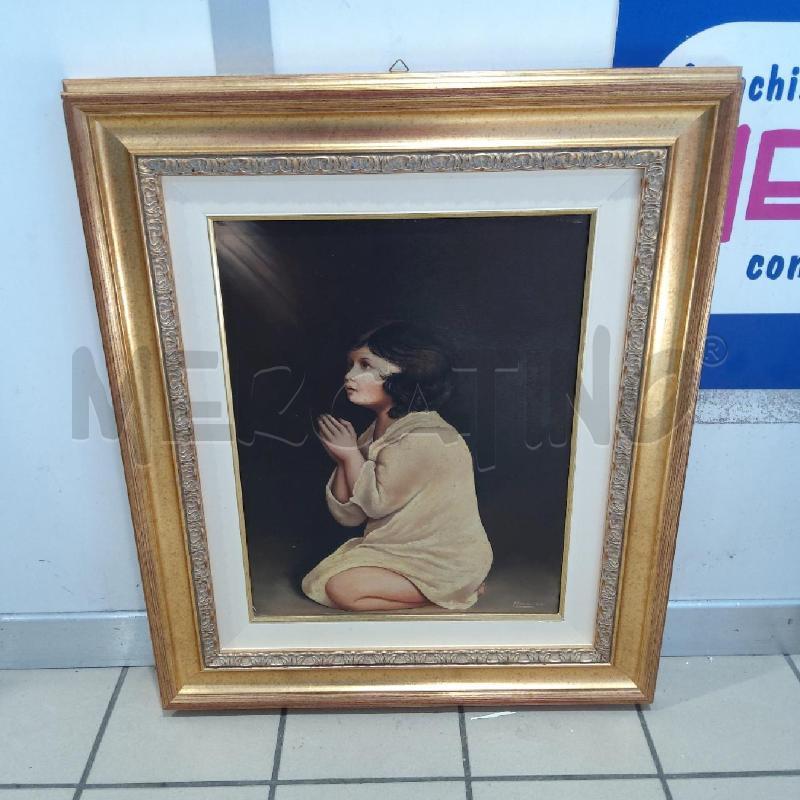 QUADRO RIPRODUZIONE BAMBINO INGINOCCHIATO CORNICE DORATA | Mercatino dell'Usato San maurizio canavese 1