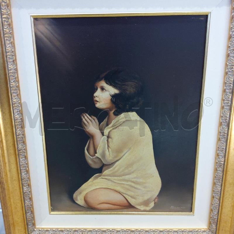 QUADRO RIPRODUZIONE BAMBINO INGINOCCHIATO CORNICE DORATA | Mercatino dell'Usato San maurizio canavese 2