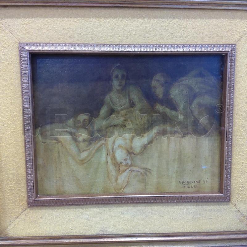 QUADRO RIPRODUZIONE FORGIONE STUDIO CORNICE PASSAPARTOUT SENAPE | Mercatino dell'Usato San maurizio canavese 2