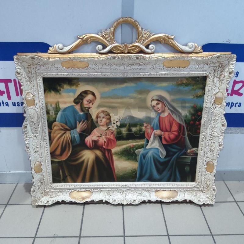 QUADRO SACRA FAMIGLIA CORNICE CREMA ORO FESTONE | Mercatino dell'Usato San maurizio canavese 1