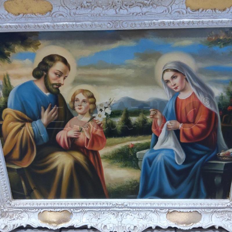 QUADRO SACRA FAMIGLIA CORNICE CREMA ORO FESTONE | Mercatino dell'Usato San maurizio canavese 2