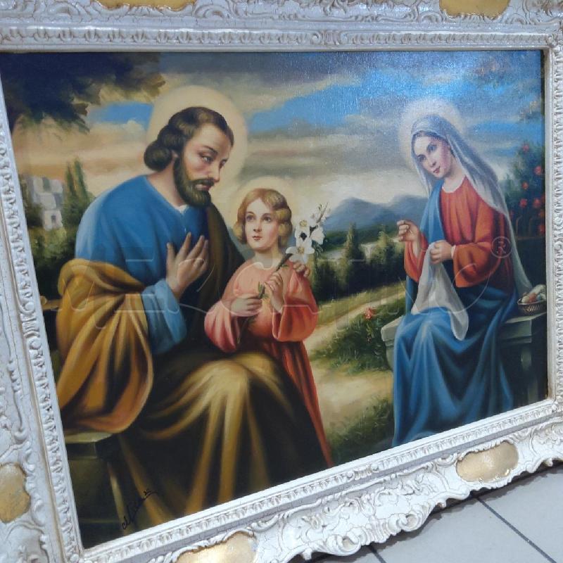 QUADRO SACRA FAMIGLIA CORNICE CREMA ORO FESTONE | Mercatino dell'Usato San maurizio canavese 4