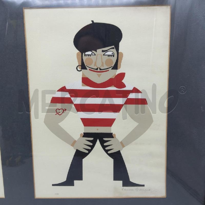 QUADRO SERAN GIORDANO SERIGRAFIA GIGOLETTE E GIGOLO' 1998 | Mercatino dell'Usato San maurizio canavese 2