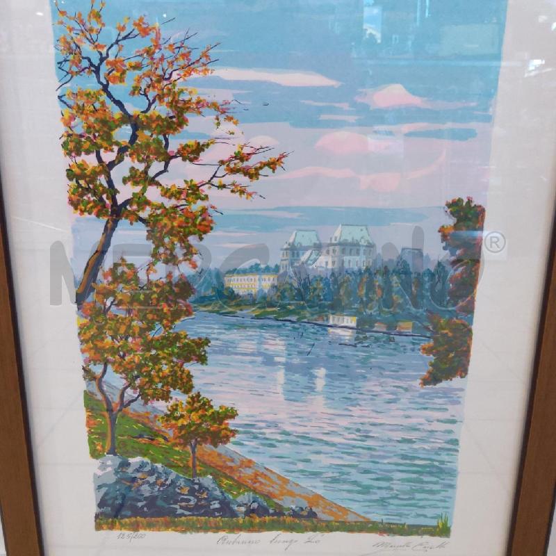QUADRO SERIGRAFIA MARCELLO CAVALLO AUTUNNO LUNGO PO 125/200 | Mercatino dell'Usato San maurizio canavese 2