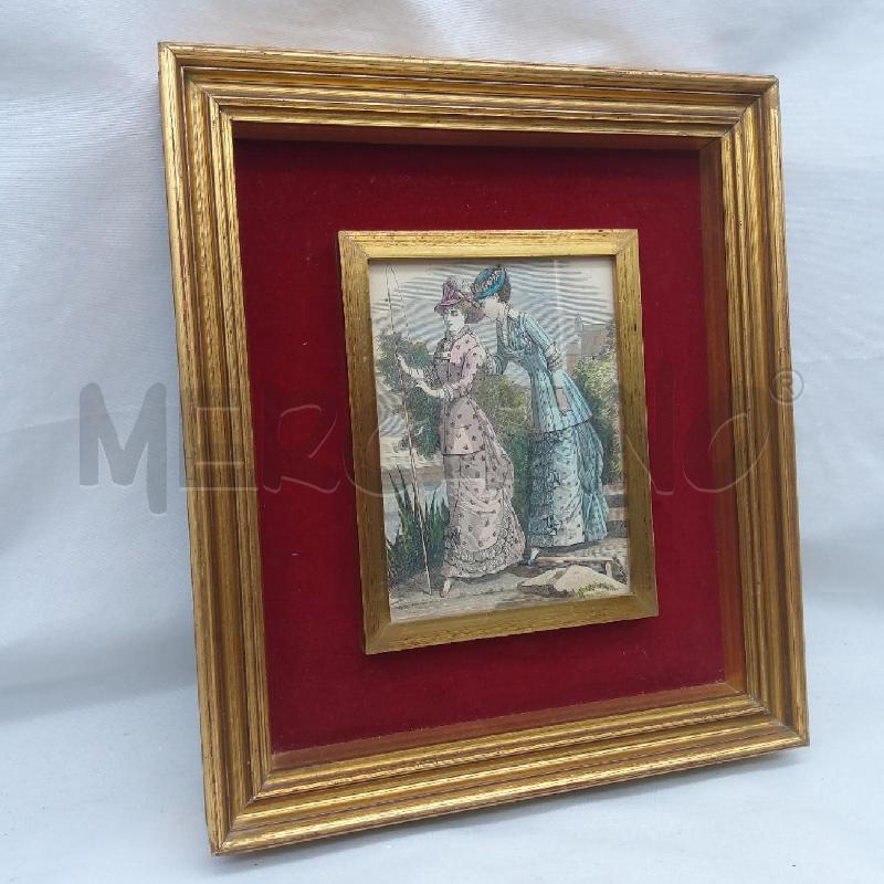 QUADRO STAMPA DAME CORNICE CORATA PASSPARTOUT BORDEAXU | Mercatino dell'Usato San maurizio canavese 4