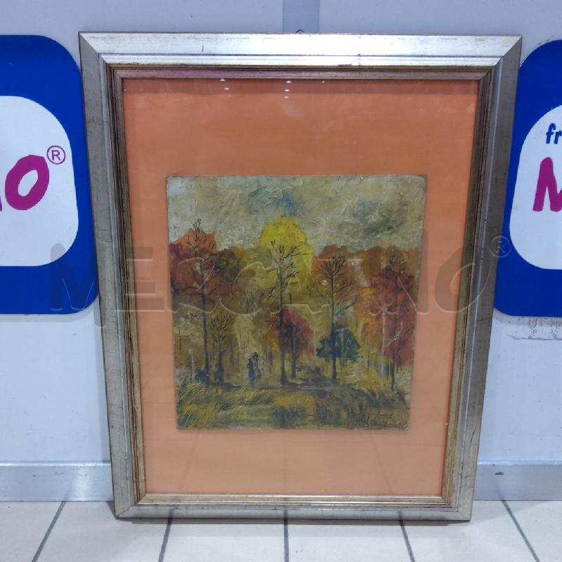 QUADRO SU TAVOLA ALBERI CORNICE ARGENTATA 60X80 | Mercatino dell'Usato San maurizio canavese 1