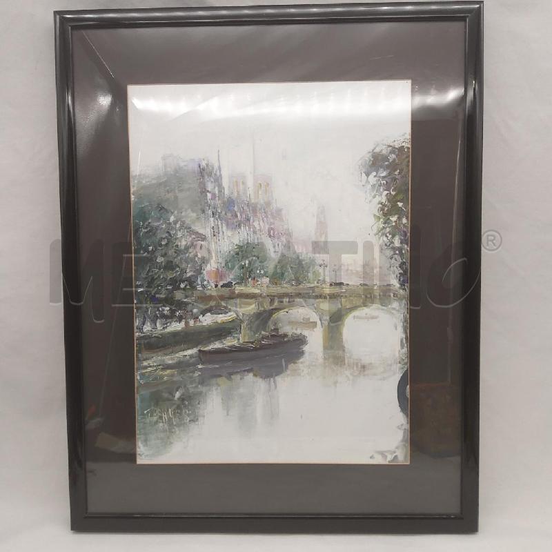 QUADRO TEMPERA BARCHE SU SENNA SFONDO PALAZZO REALE | Mercatino dell'Usato San maurizio canavese 1