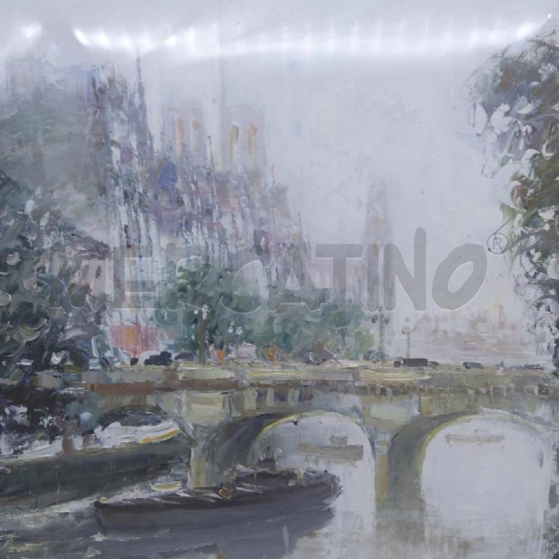 QUADRO TEMPERA BARCHE SU SENNA SFONDO PALAZZO REALE | Mercatino dell'Usato San maurizio canavese 4