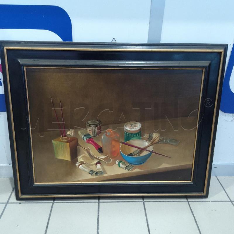 QUADRO VALLI NATURA MORTA PENNELLI CORNICE NERA | Mercatino dell'Usato San maurizio canavese 1