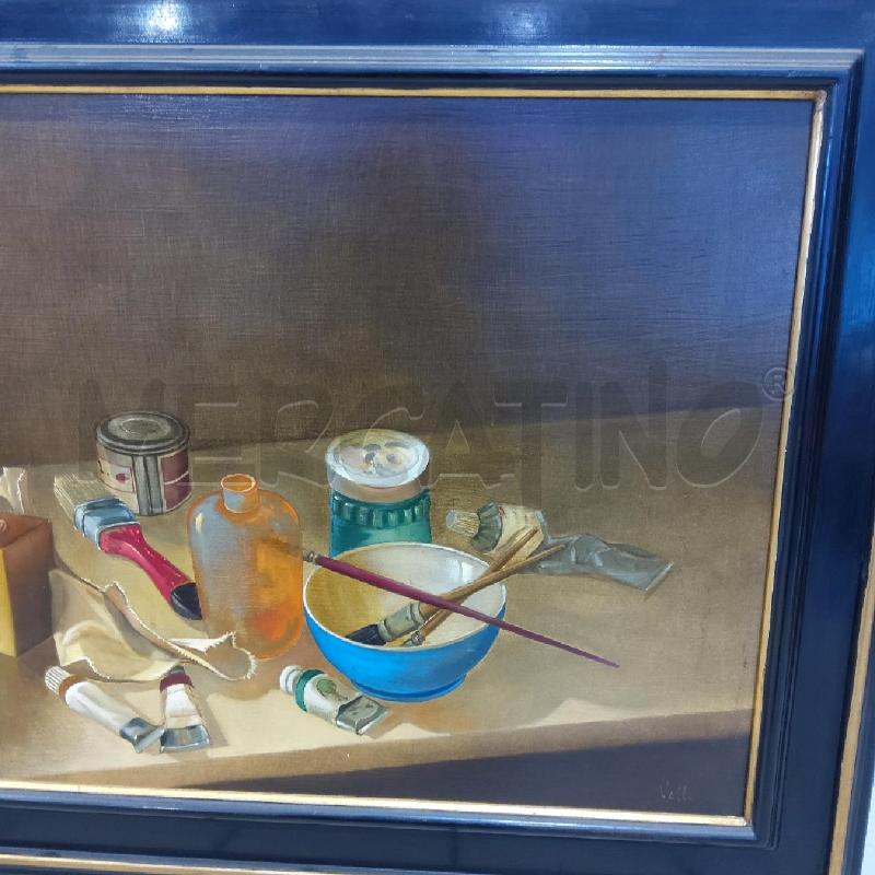 QUADRO VALLI NATURA MORTA PENNELLI CORNICE NERA | Mercatino dell'Usato San maurizio canavese 3