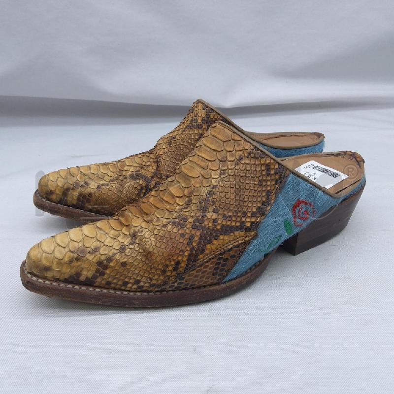 SABOT SANCHO SC1 VERA PELLE BEIGE INSERTO CAVALLINO AZZURRO  | Mercatino dell'Usato San maurizio canavese 1