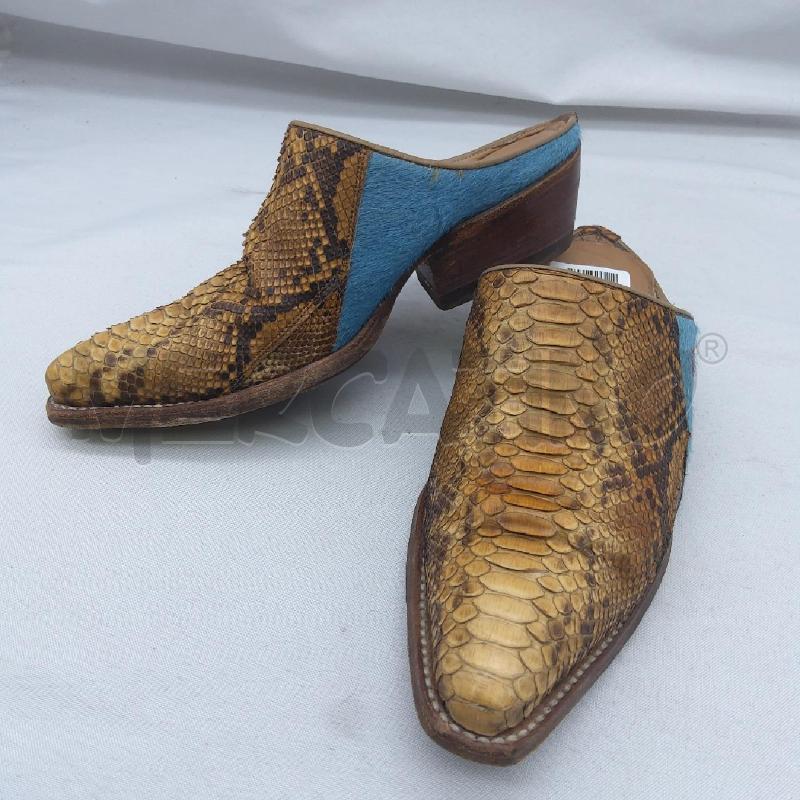 SABOT SANCHO SC1 VERA PELLE BEIGE INSERTO CAVALLINO AZZURRO  | Mercatino dell'Usato San maurizio canavese 5
